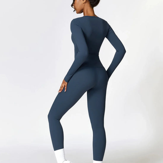 Maskert Move & Flow Solid Long Sleeve Sports Set Navy Blue Back