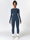 Maskert Move & Flow Solid Long Sleeve Sports Set Navy Blue Front