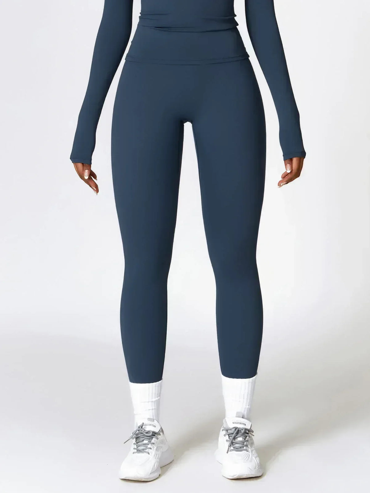 Maskert Move & Flow Solid Long Sleeve Sports Set Navy Blue Front Bottom Detail