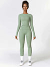 Maskert Move & Flow Solid Long Sleeve Sports Set Sage Green Front