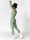 Maskert Move & Flow Solid Long Sleeve Sports Set Sage Green Side Full Body