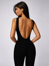 Maskert Sleeveless Butt Lifting Flare Jumpsuit 31'' Black Back Detail
