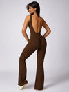 Maskert Sleeveless Butt Lifting Flare Jumpsuit 31'' Chocolate Brown Back