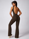 Maskert Sleeveless Butt Lifting Flare Jumpsuit 31'' Coffee Brown Back