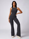 Maskert Sleeveless Butt Lifting Flare Jumpsuit 31'' Dark Grey Front 