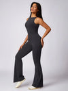 Maskert Sleeveless Butt Lifting Flare Jumpsuit 31'' Dark Grey Front Full Body Pose2