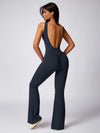 Maskert Sleeveless Butt Lifting Flare Jumpsuit 31'' Midnight Grey Back