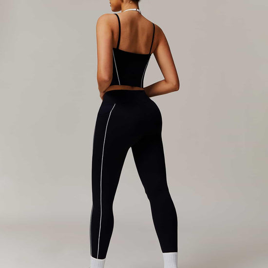 Maskert Two-in-One Camisole & Leggings Set Black Back Full Body Pose