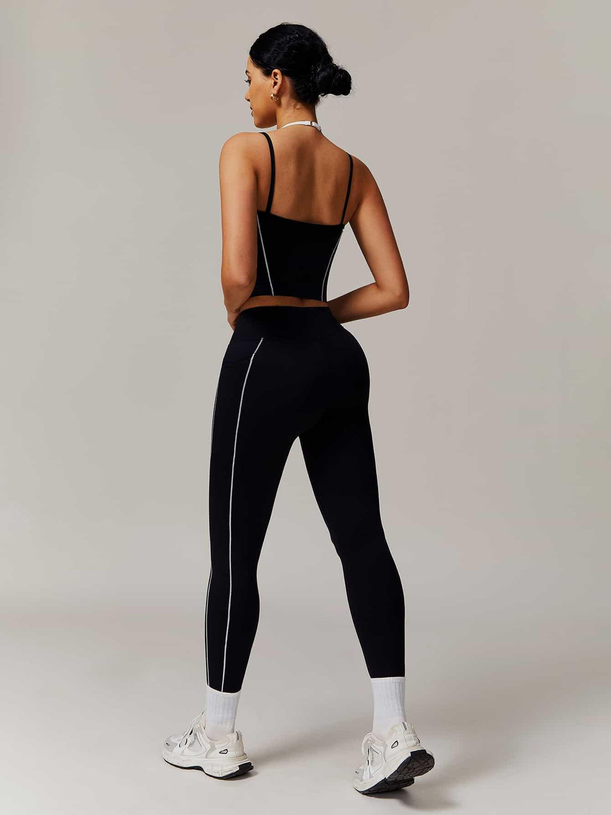 Maskert Two-in-One Camisole & Leggings Set Black Back Full Body Pose