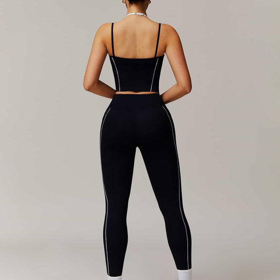 Maskert Two-in-One Camisole & Leggings Set Black Back Full Body Pose2