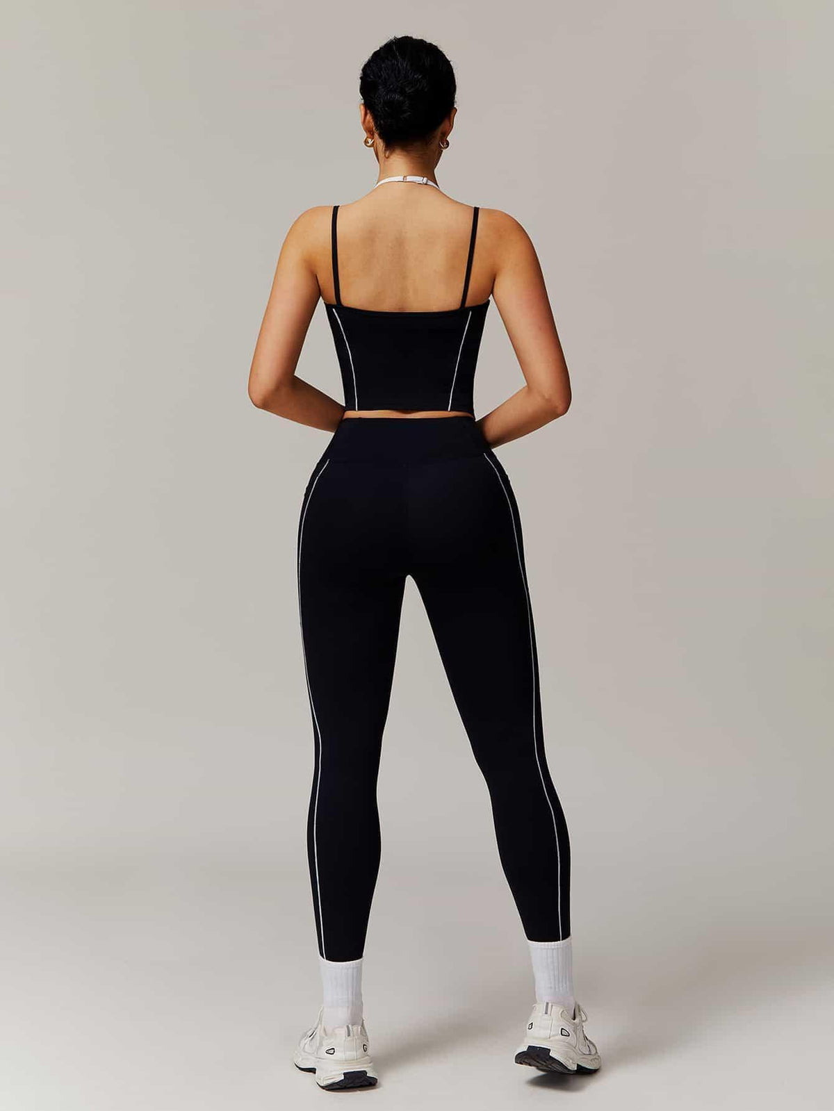 Maskert Two-in-One Camisole & Leggings Set Black Back Full Body Pose2