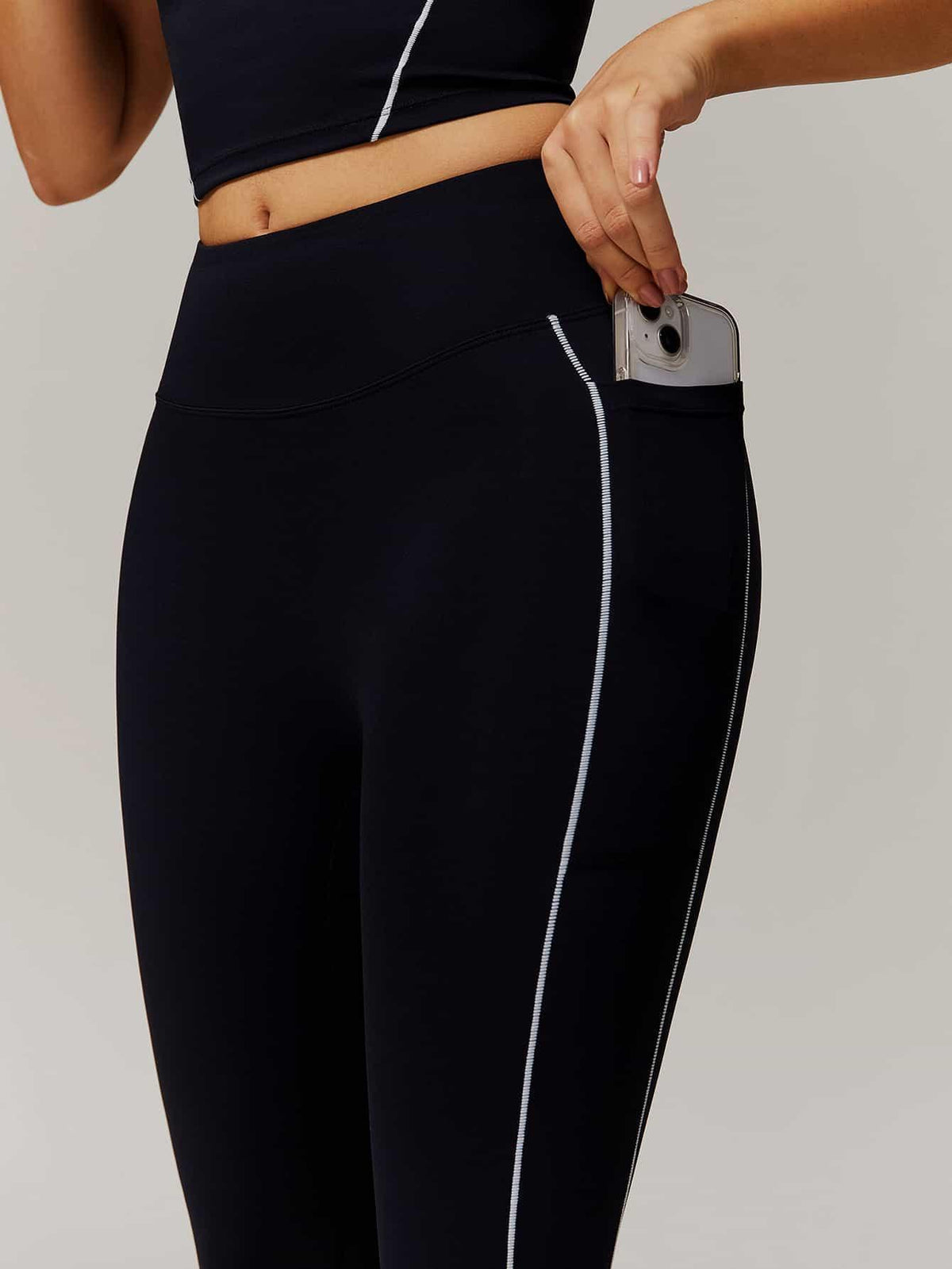 Maskert Two-in-One Camisole & Leggings Set Black Side pocket detail on pants