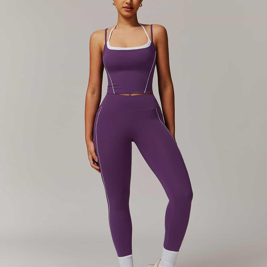 Maskert Two-in-One Camisole & Leggings Set Mulberry Front Full Body Pose
