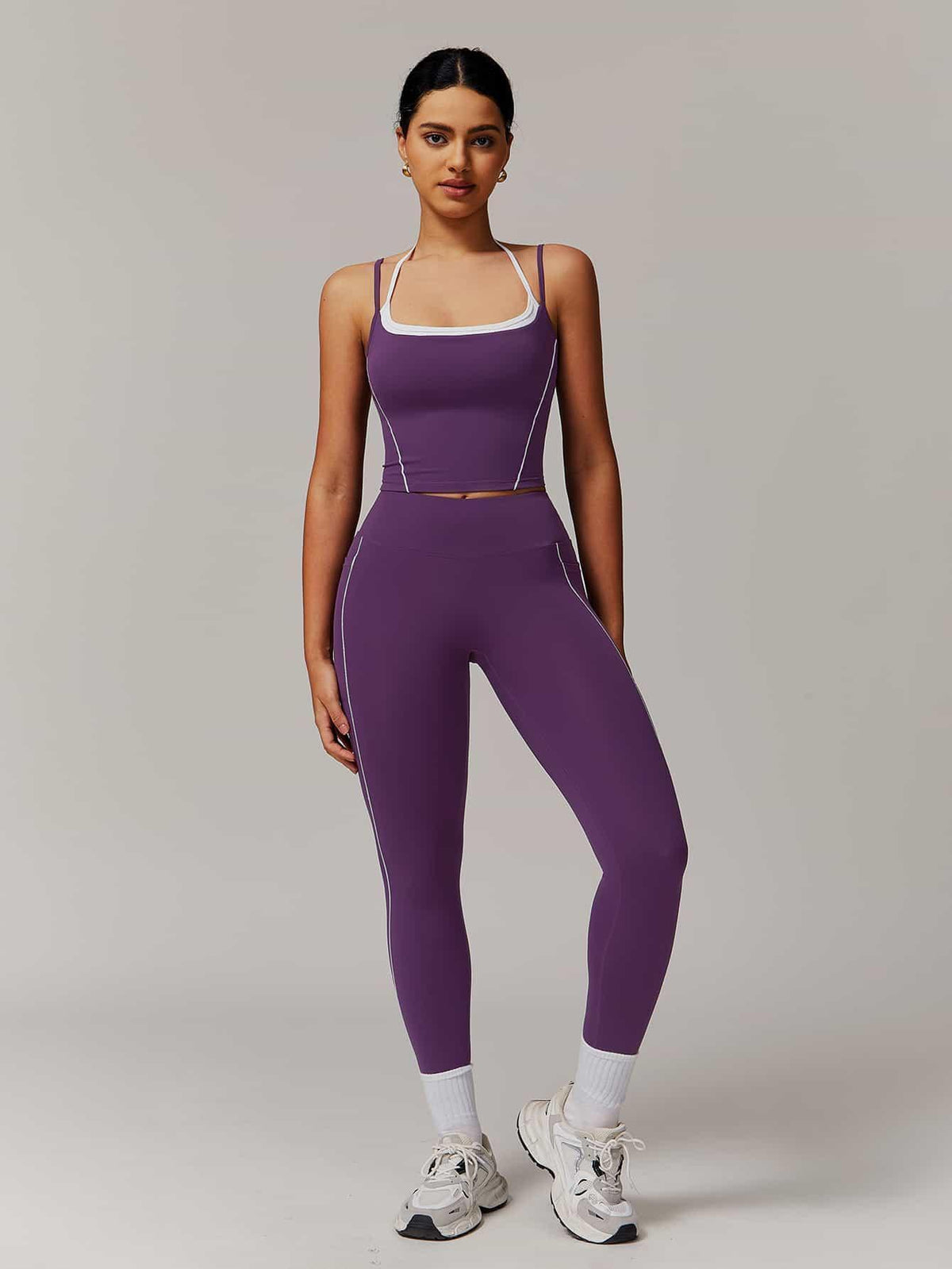 Maskert Two-in-One Camisole & Leggings Set Mulberry Front Full Body Pose