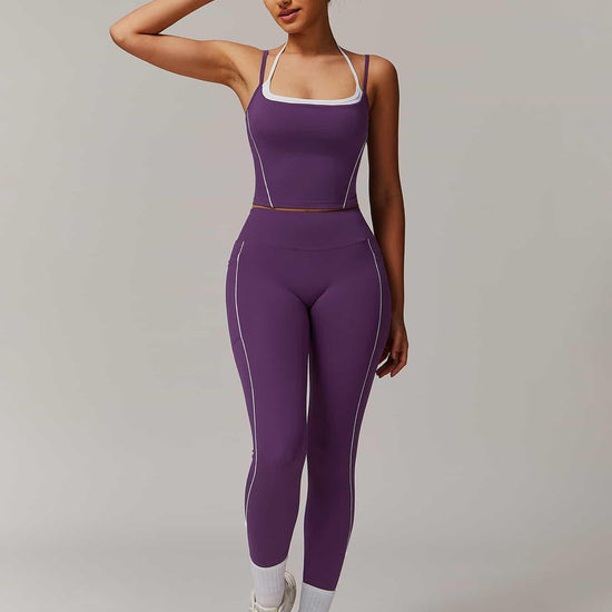 Maskert Two-in-One Camisole & Leggings Set Mulberry Front Full Body Pose2
