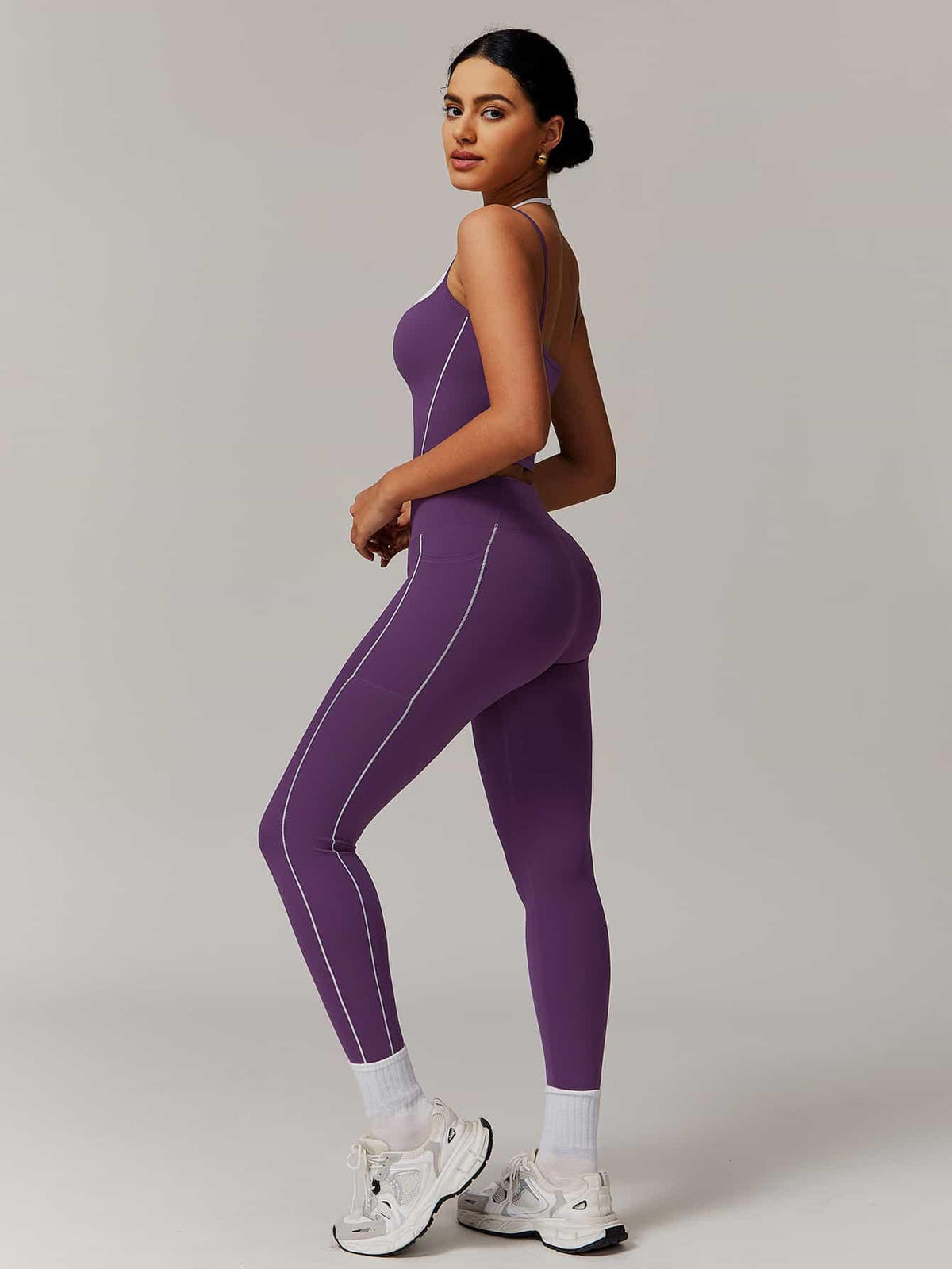 Maskert Two-in-One Camisole & Leggings Set Mulberry Side Full Body Pose