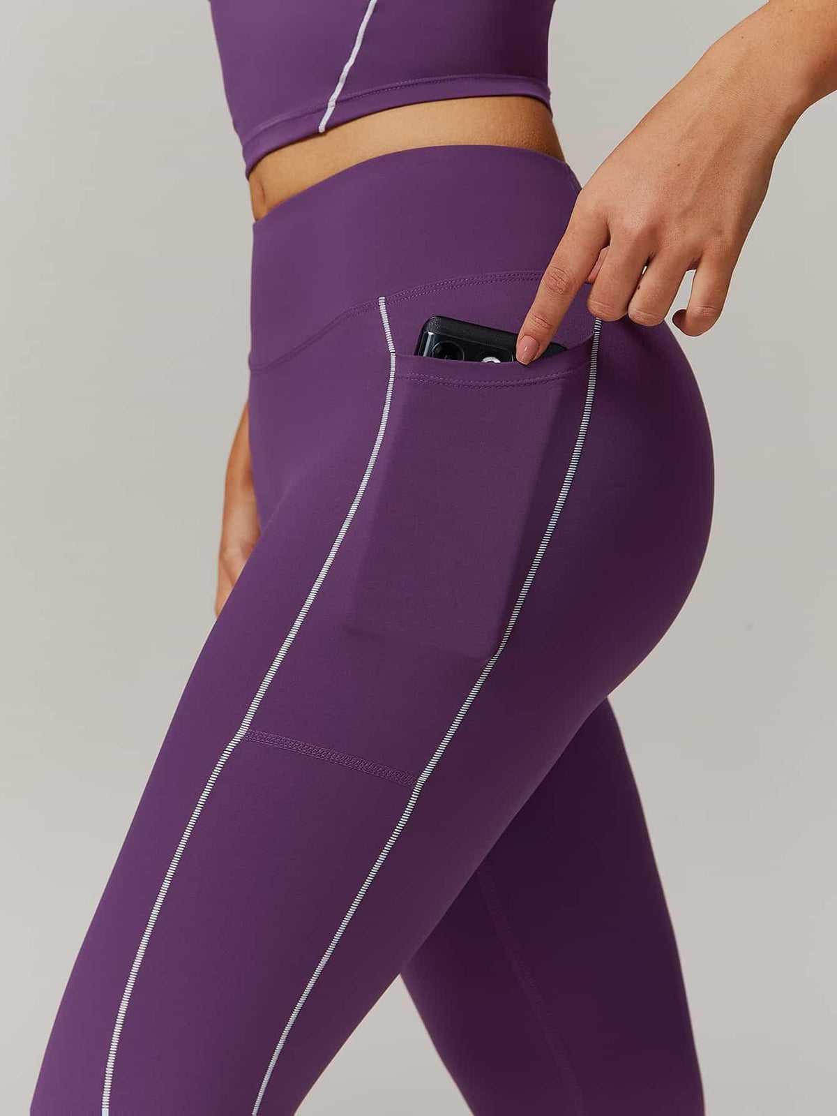 Maskert Two-in-One Camisole & Leggings Set Mulberry Side pocket detail on pants