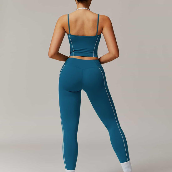 Maskert Two-in-One Camisole & Leggings Set Teal Back Full Body Pose