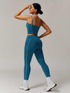 Maskert Two-in-One Camisole & Leggings Set Teal Back Full Body Sside Pose