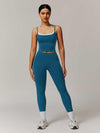 Maskert Two-in-One Camisole & Leggings Set Teal Front Full Body Pose2