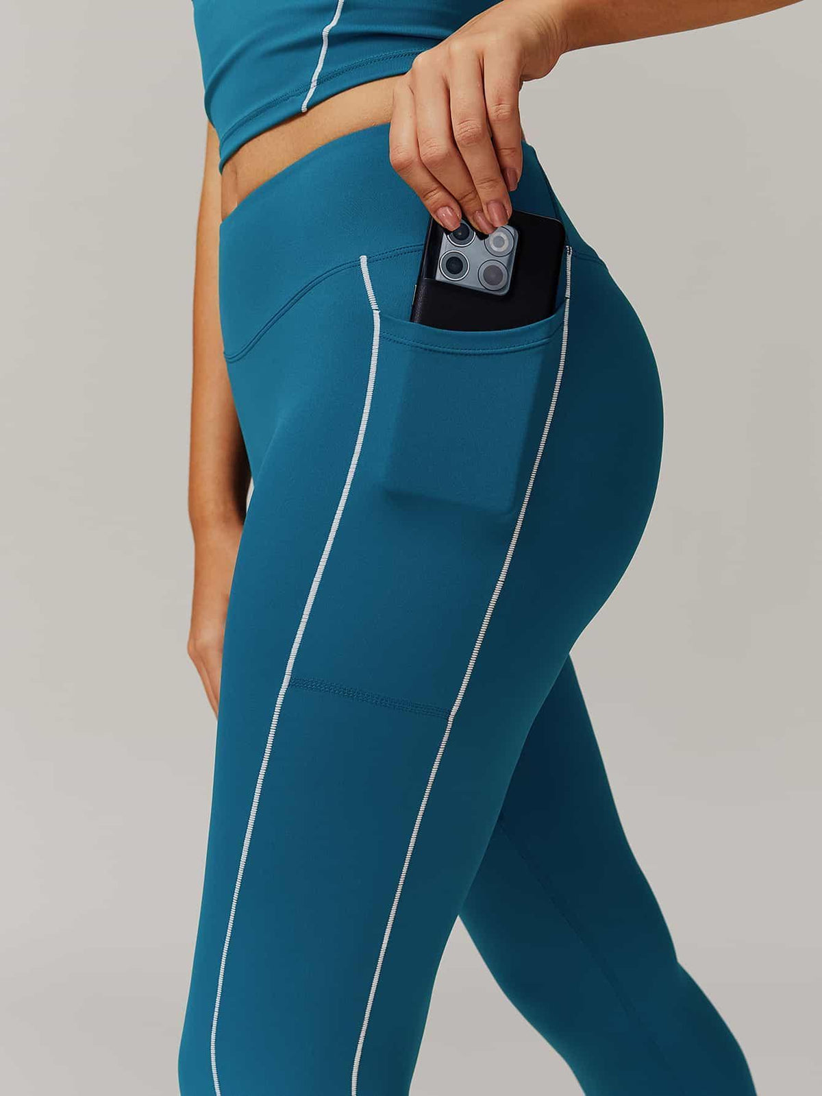 Maskert Two-in-One Camisole & Leggings Set Teal Side pocket detail on pants