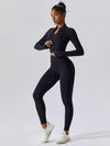 Maskert Women's Long Sleeve Workout Activewear Set Balck Front Side