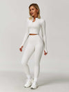 Maskert Women's Long Sleeve Workout Activewear Set Cloud White Front