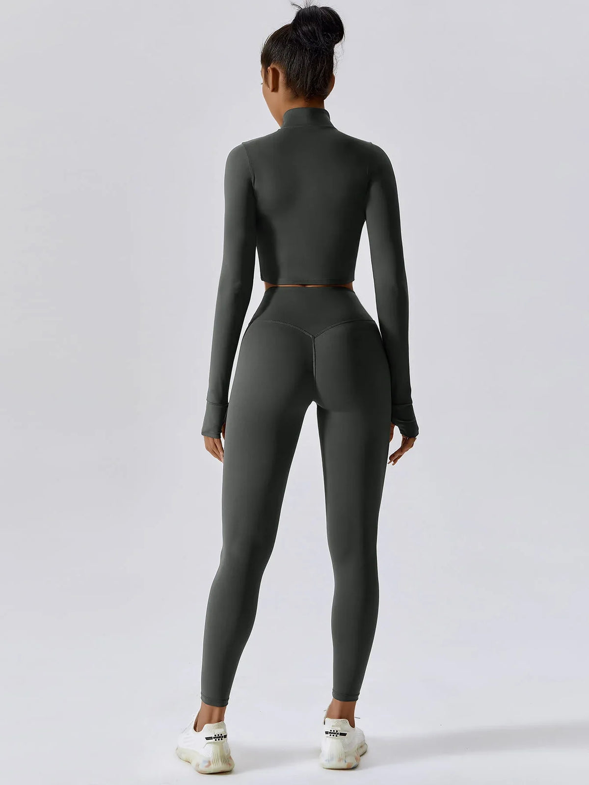 Maskert Women's Long Sleeve Workout Activewear Set Flint Stone Back