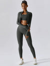 Maskert Women's Long Sleeve Workout Activewear Set Flint Stone Front