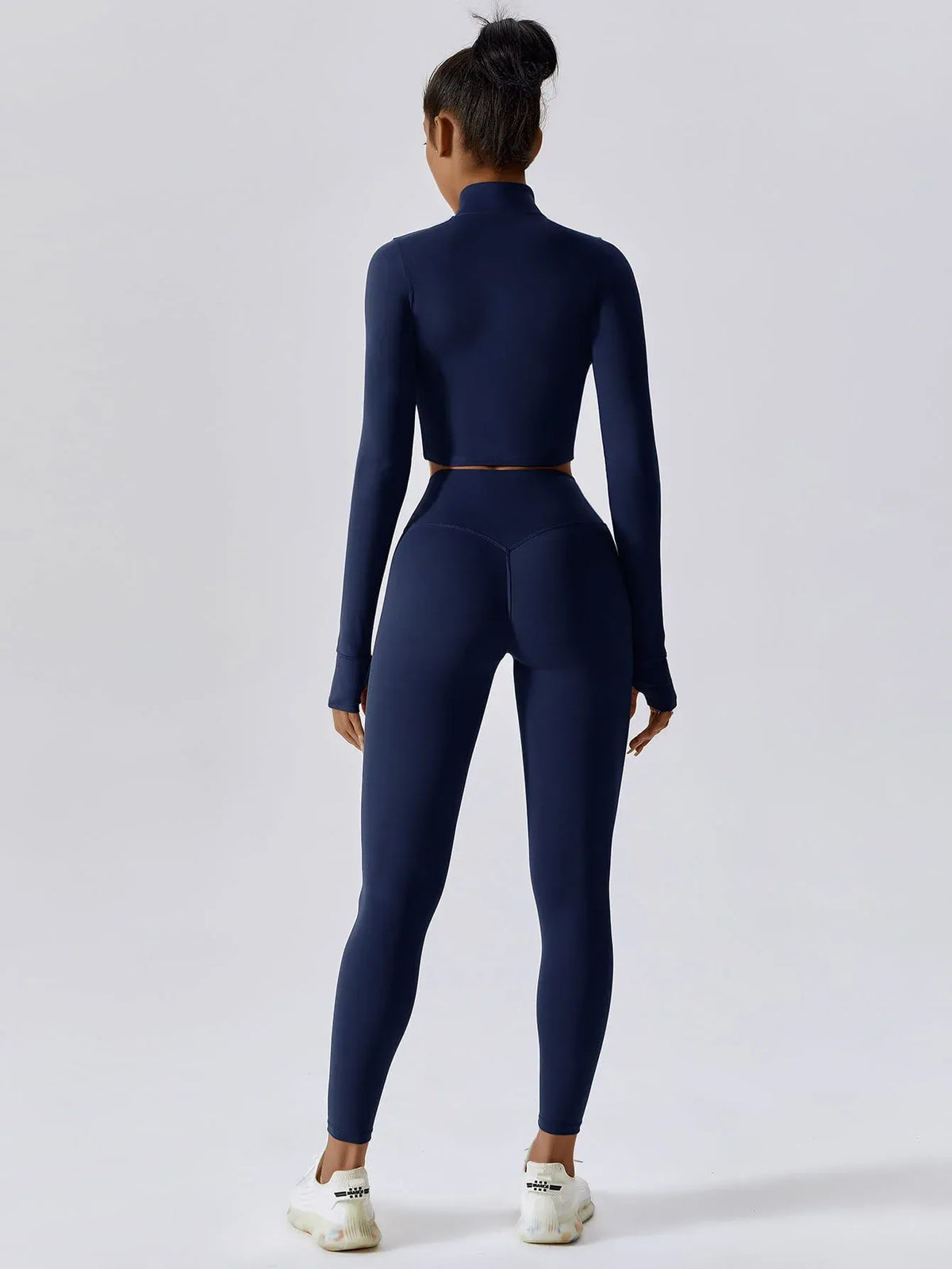 Maskert Women's Long Sleeve Workout Activewear Set Navy Blue Back