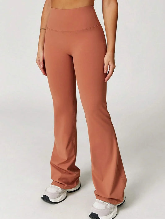 High Waisted Shaping Yoga Flare Leggings - MASKERT - Pumpkin / S