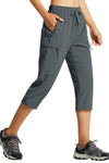 MASKERT Women's Capri Pants-Lightweight Quick Dry Cargo Hiking Capris Travel Casual Cropped Pants Zipper Pockets