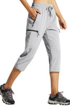 MASKERT Women's Capri Pants-Lightweight Quick Dry Cargo Hiking Capris Travel Casual Cropped Pants Zipper Pockets