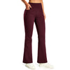 Women's Fleece Lined Bootcut Pants, High Waisted Stretch Casual Pants, Warm Winter Work Pants with Pockets