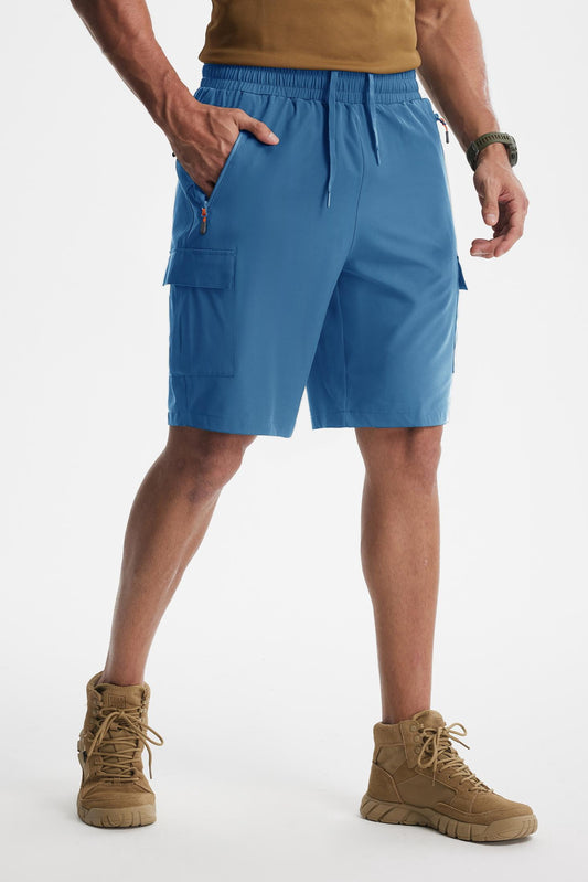 MASKERT Men's Hiking Shorts Lightweight Quick Dry Athletic Casual Shorts for Golf Outdoor Active Zipper Pockets - Blue - S