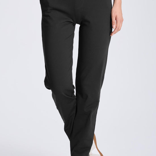 MASKERT Women¡¯s Fleece Pants, High Waisted Casual Straight Leg Pants with Stretch, Warm Fleece Lined Slim Fit Pants with Zipper Pockets for Work Golf Hiking Daily Wear - Black - L - 29