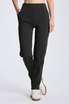 MASKERT Women¡¯s Fleece Pants, High Waisted Casual Straight Leg Pants with Stretch, Warm Fleece Lined Slim Fit Pants with Zipper Pockets for Work Golf Hiking Daily Wear - Black - L - 29