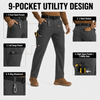 YAPPO Men's Work Pants, Water-Resistant Stretch Hiking Cargo Pants with 9 Pockets - Dark Grey - image 2