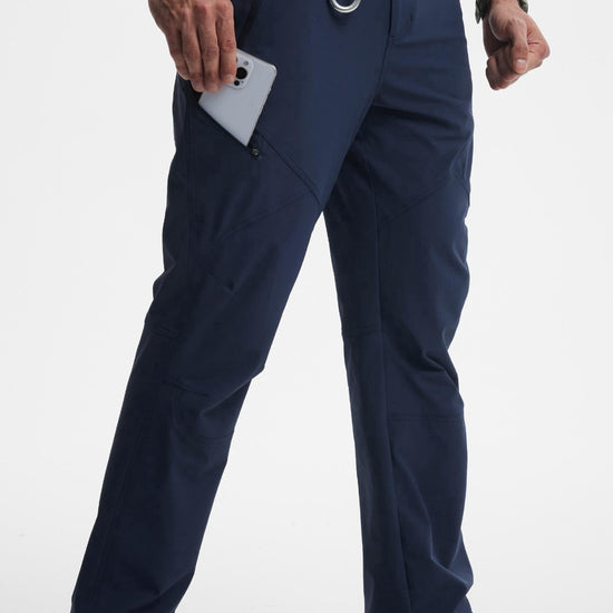 MASKERT Mens Hiking Pants Lightweight Cargo Pants Quick Dry Water Resistant Stretchy Straight Leg Travel Pant - Navy Blue - 36W*30L - 32