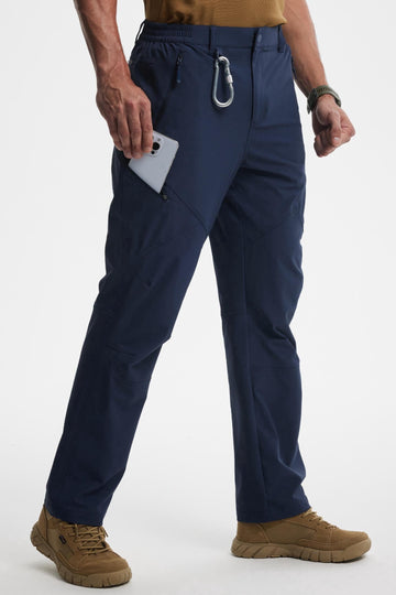 MASKERT Mens Hiking Pants Lightweight Cargo Pants Quick Dry Water Resistant Stretchy Straight Leg Travel Pant - Navy Blue - 36W*30L - 32