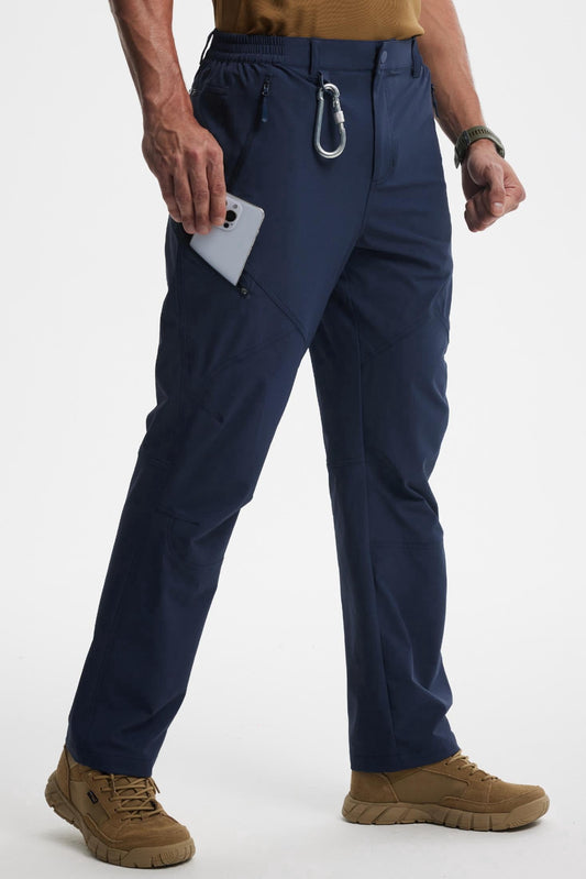 MASKERT Mens Hiking Pants Lightweight Cargo Pants Quick Dry Water Resistant Stretchy Straight Leg Travel Pant - Navy Blue - 36W*30L - 32