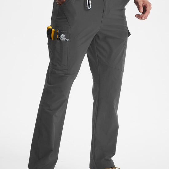 MASKERT Men's Work Pants Hiking Cargo Pants Water Resistant Stretch Outdoor Trousers with 9 Pockets - Dark Grey - 36W*30L