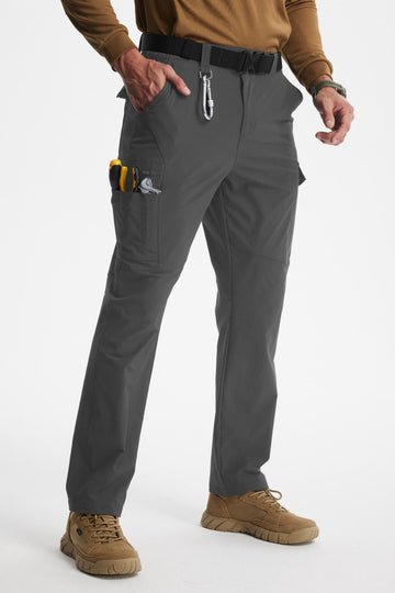 MASKERT Men's Work Pants Hiking Cargo Pants Water Resistant Stretch Outdoor Trousers with 9 Pockets - Dark Grey - 36W*30L