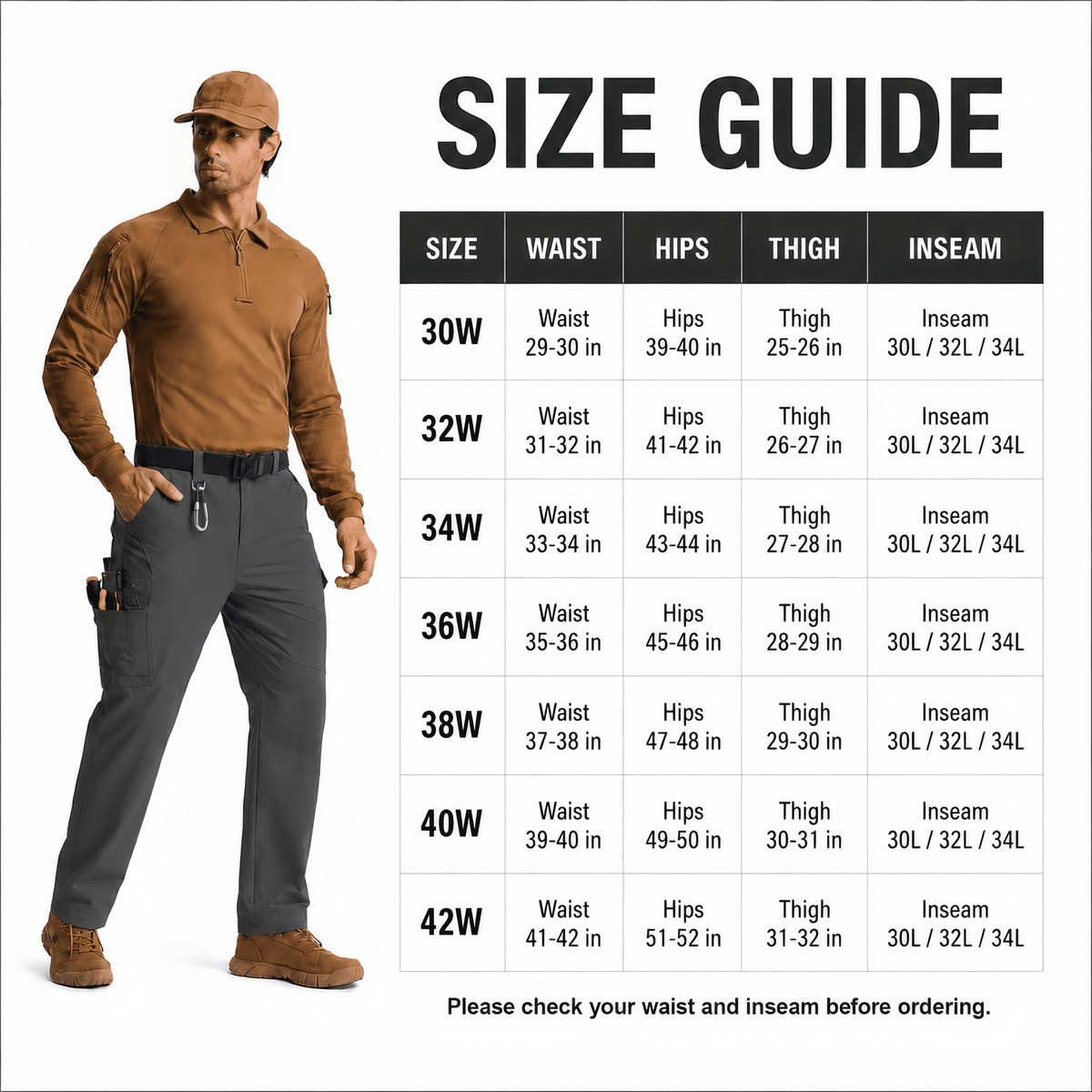 YAPPO Men's Work Pants, Water-Resistant Stretch Hiking Cargo Pants with 9 Pockets - Dark Grey - image 7