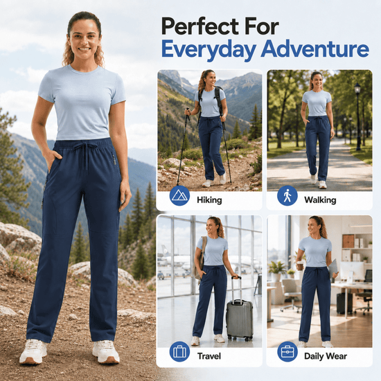 YAPPO Women's Hiking Pants Lightweight Quick Dry Cargo Pants, Water Resistant UPF 50+ Travel Outdoor Pants with 5 Zipper…