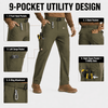 YAPPO Men's Work Pants, Water-Resistant Stretch Hiking Cargo Pants with 9 Pockets - Olive Green - image 2