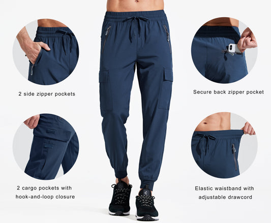 MASKERT Men's Cargo Pants-Quick Dry Hiking Pants Track Running Workout Athletic Travel Casual Outdoor