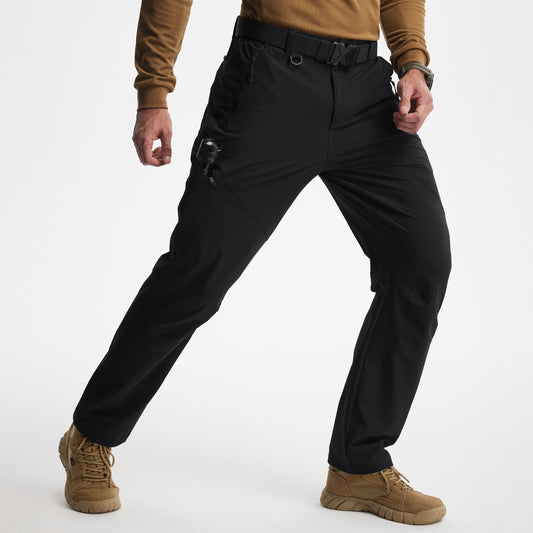 MASKERT Mens Hiking Pants Lightweight Cargo Pants Quick Dry Water Resistant Stretchy Straight Leg Travel Pant - Black - 32W*30L