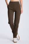 MASKERT Women¡¯s Fleece Pants, High Waisted Casual Straight Leg Pants with Stretch, Warm Fleece Lined Slim Fit Pants with Zipper Pockets for Work Golf Hiking Daily Wear - Brown - L - 29