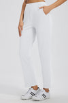 MASKERT Women's Stretchy Casual Pants, High Waisted Ankle Pants with 4 Pockets, Lightweight Travel Work Pants for Women, Business Casual Pants for Office and Golf - White - XS - 27